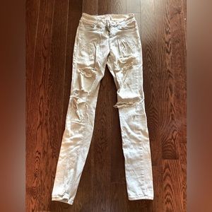 Silence and noise faded blue distressed denim